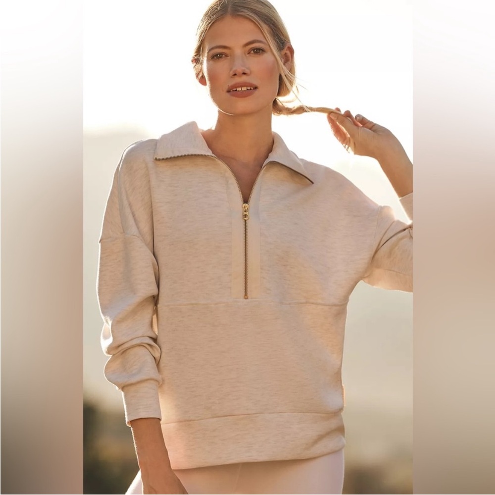 Varley Cream Half-Zip Sweatshirt